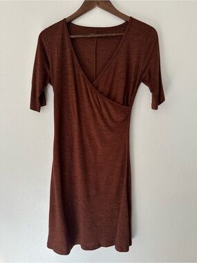 PrAna Burnt Orange Wrap-Style Mini Dress